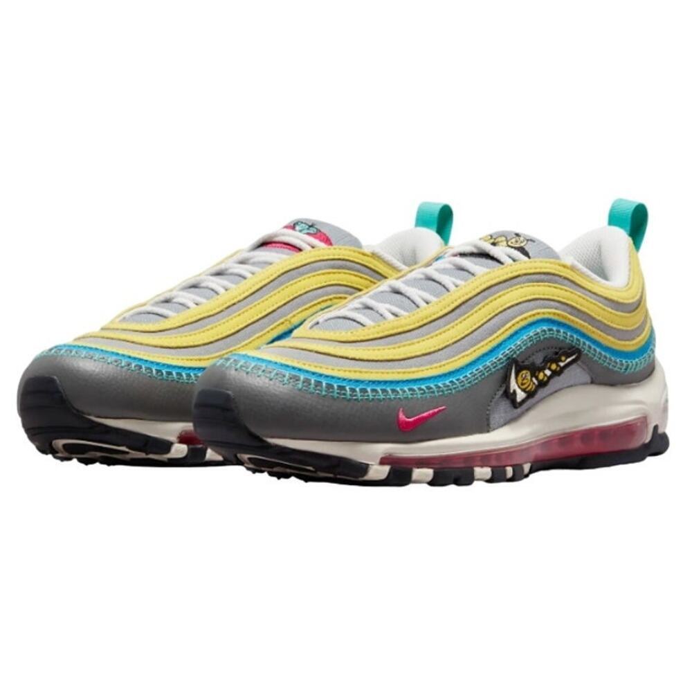 Nike Air Max 97 SE Men Shoes Iron Gray Yellow Wavy 8